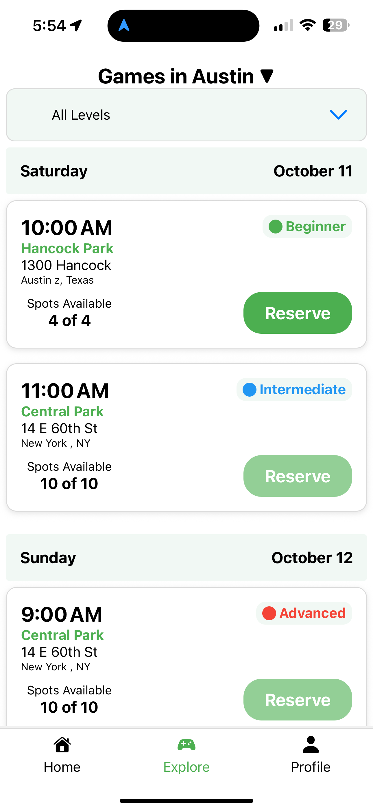 Dinkli App - Browse Available Games